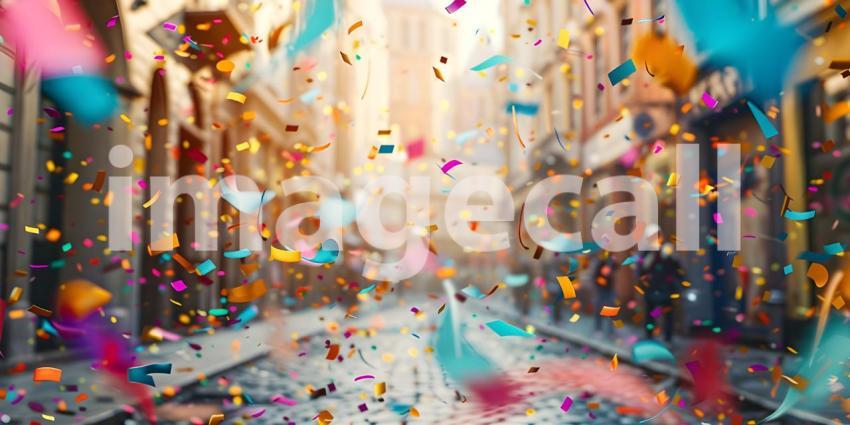 Multicolored confetti in the air Celebration, Celebratory Atmosphere - Ai Generated