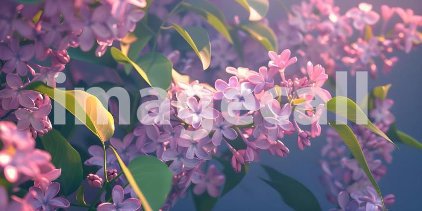 Blooming lilac flowers on solid background - Ai Generated