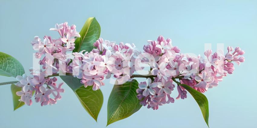 Blooming lilac flowers on solid background - Ai Generated