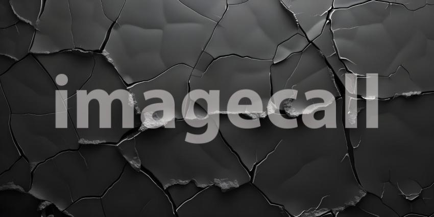 Black Background with Cracked Surface, Cracked Surface Texture Background, Dark Background - Ai Generated