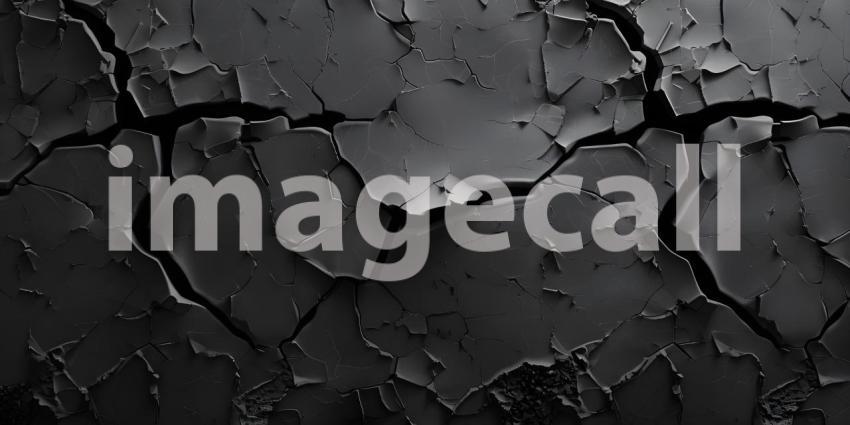 Black Background with Cracked Surface, Cracked Surface Texture Background, Dark Background - Ai Generated