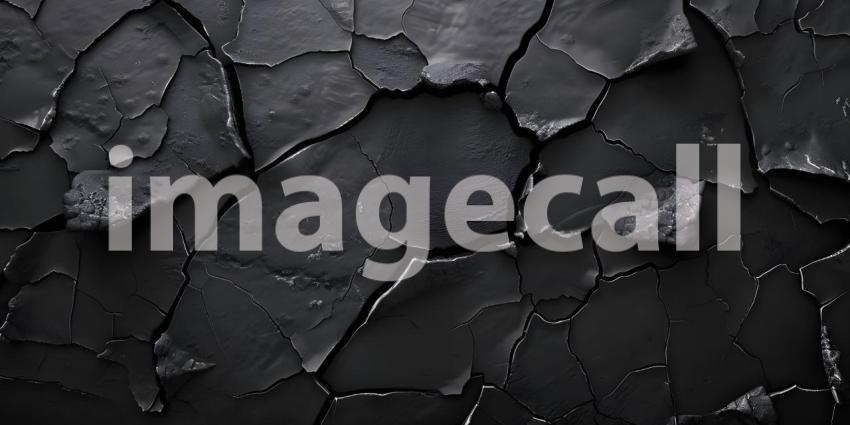 Black Background with Cracked Surface, Cracked Surface Texture Background, Dark Background - Ai Generated