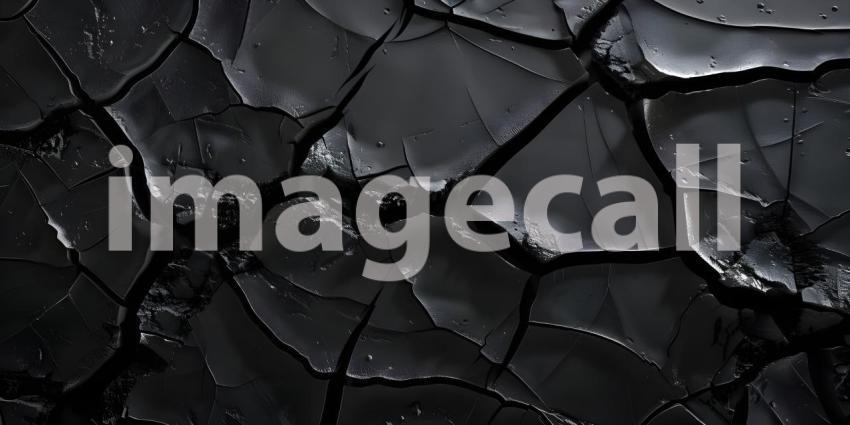 Black Background with Cracked Surface, Cracked Surface Texture Background, Dark Background - Ai Generated