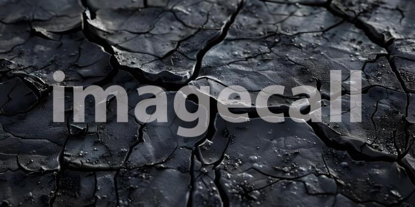 Black Background with Cracked Surface, Cracked Surface Texture Background, Dark Background - Ai Generated