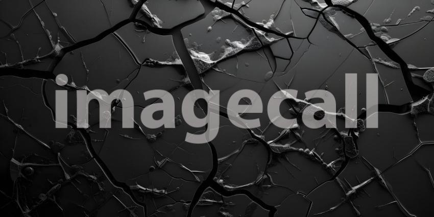 Black Background with Cracked Surface, Cracked Surface Texture Background, Dark Background - Ai Generated