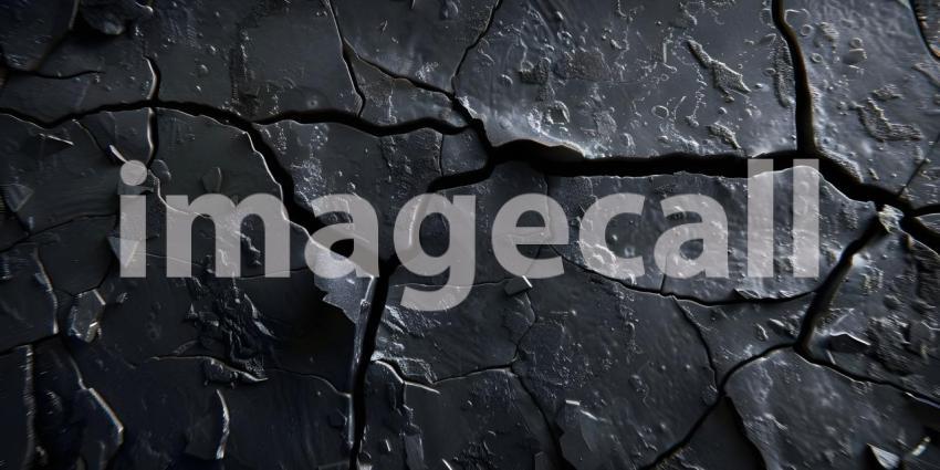 Black Background with Cracked Surface, Cracked Surface Texture Background, Dark Background - Ai Generated