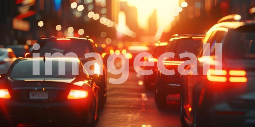 Dynamic Traffic Scene: Fast-Moving Lights Background, Background with Fast-Moving Traffic Lights - Ai Generated