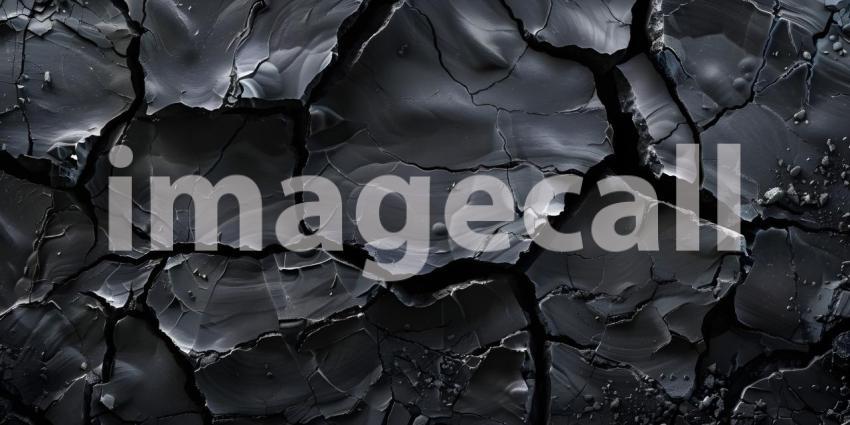 Black Background with Cracked Surface, Cracked Surface Texture Background, Dark Background - Ai Generated