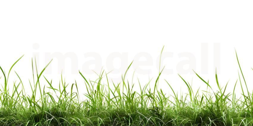 White Background with Grass Footer, Grass Footer on White Background - Ai Generated