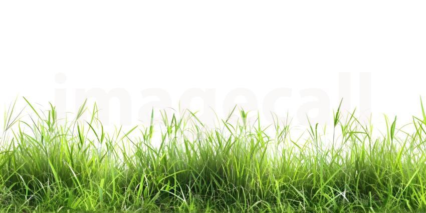 White Background with Grass Footer, Grass Footer on White Background - Ai Generated