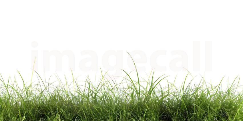 White Background with Grass Footer, Grass Footer on White Background - Ai Generated