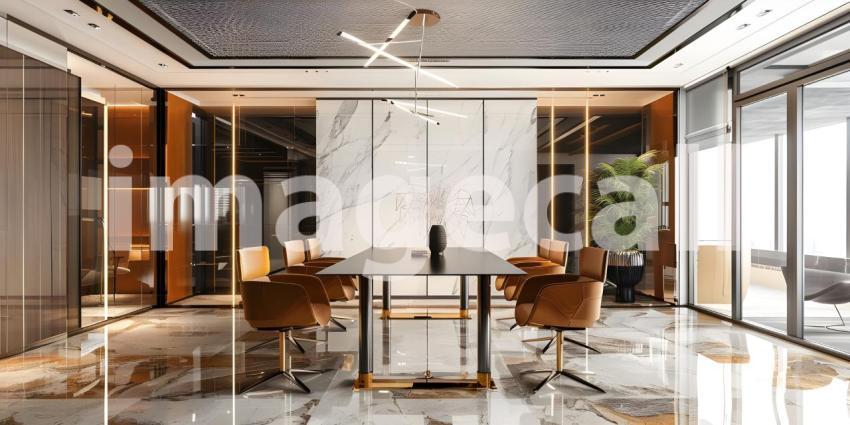 Luxury Modern Office Meeting Room: Stylish Workspace, Modern Office Meeting Space - Ai Generated