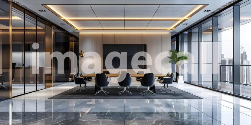 Luxury Modern Office Meeting Room: Stylish Workspace, Modern Office Meeting Space - Ai Generated