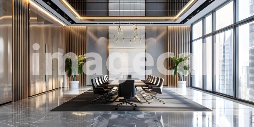 Luxury Modern Office Meeting Room: Stylish Workspace, Modern Office Meeting Space - Ai Generated