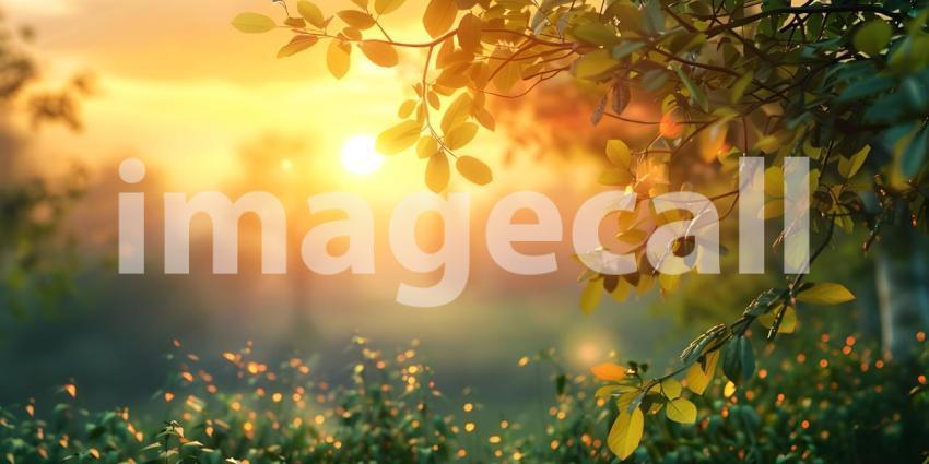 Summer Sunrise Natural Background, Background of Natural Summer Sunrise, Sunrise Landscape - Ai Generated