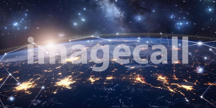 Space View of Telecommunication Network background, Futuristic Background, Telecom Network - Ai Generated