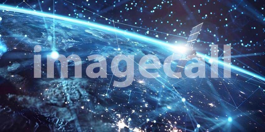 Space View of Telecommunication Network background, Futuristic Background, Telecom Network - Ai Generated