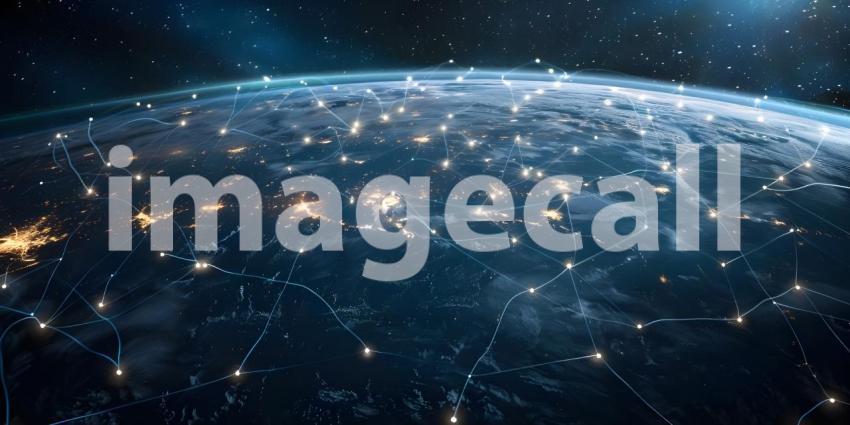 Space View of Telecommunication Network background, Futuristic Background, Telecom Network - Ai Generated