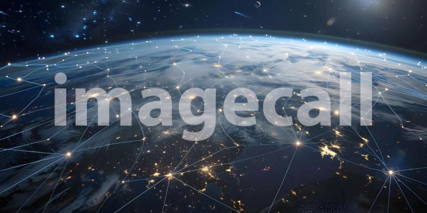 Space View of Telecommunication Network background, Futuristic Background, Telecom Network - Ai Generated