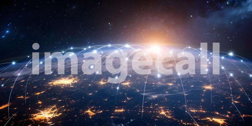 Space View of Telecommunication Network background, Futuristic Background, Telecom Network - Ai Generated