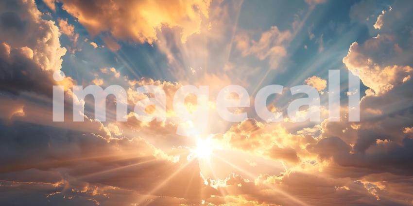 Radiant Sun Rays: Beautiful Background Scene, Gorgeous Background with Sun Rays: Natural Beauty - Ai Generated