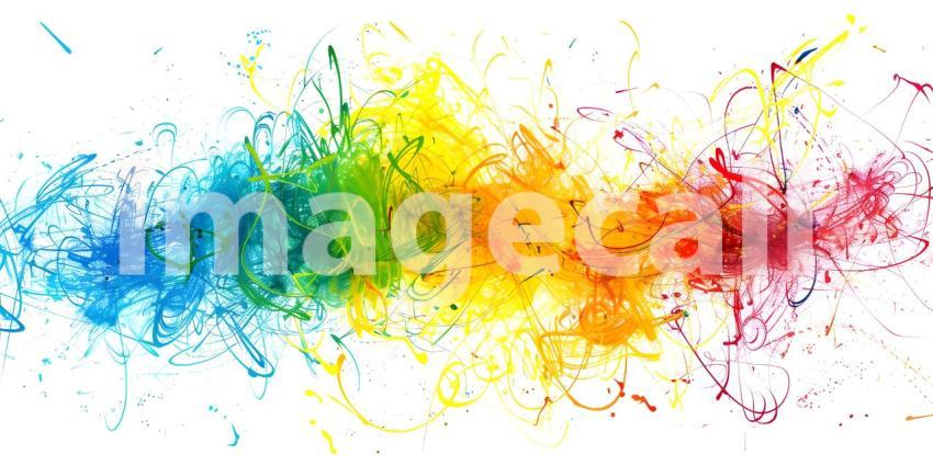 Vibrant Scribbles on White Background, Colorful Abstract Scribbles, Abstract Colorful Scribbles - Ai Generated