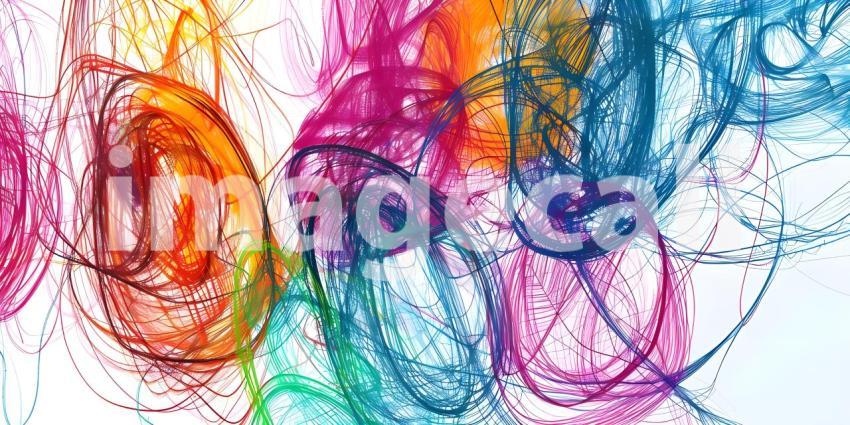 Vibrant Scribbles on White Background, Colorful Abstract Scribbles, Abstract Colorful Scribbles - Ai Generated