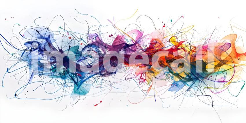 Vibrant Scribbles on White Background, Colorful Abstract Scribbles, Abstract Colorful Scribbles - Ai Generated