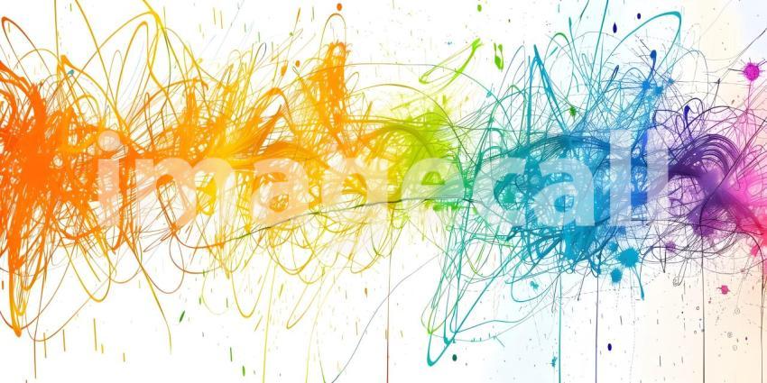 Vibrant Scribbles on White Background, Colorful Abstract Scribbles, Abstract Colorful Scribbles - Ai Generated