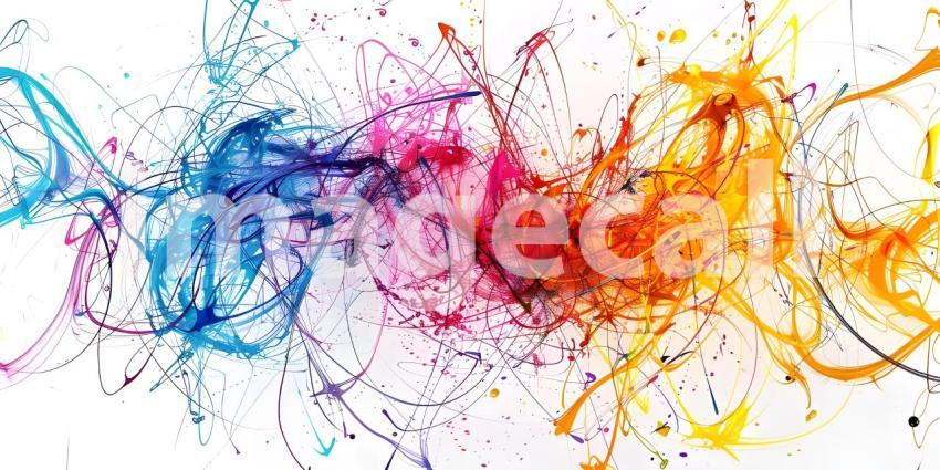 Vibrant Scribbles on White Background, Colorful Abstract Scribbles, Abstract Colorful Scribbles - Ai Generated