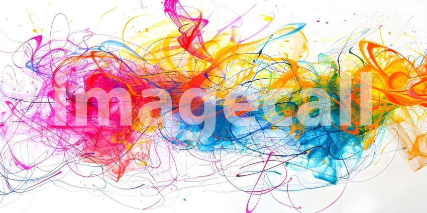 Vibrant Scribbles on White Background, Colorful Abstract Scribbles, Abstract Colorful Scribbles - Ai Generated