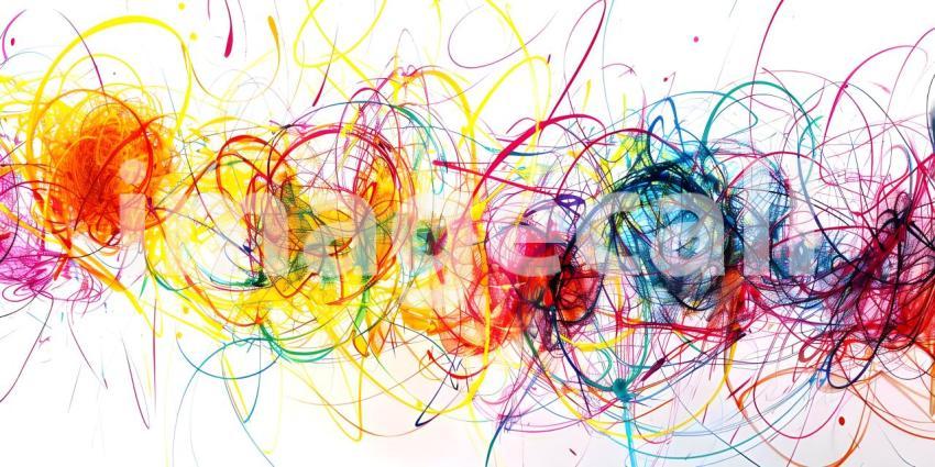 Vibrant Scribbles on White Background, Colorful Abstract Scribbles, Abstract Colorful Scribbles - Ai Generated