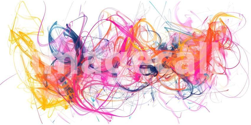 Vibrant Scribbles on White Background, Colorful Abstract Scribbles, Abstract Colorful Scribbles - Ai Generated