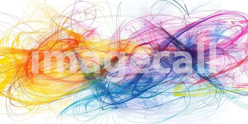 Vibrant Scribbles on White Background, Colorful Abstract Scribbles, Abstract Colorful Scribbles - Ai Generated