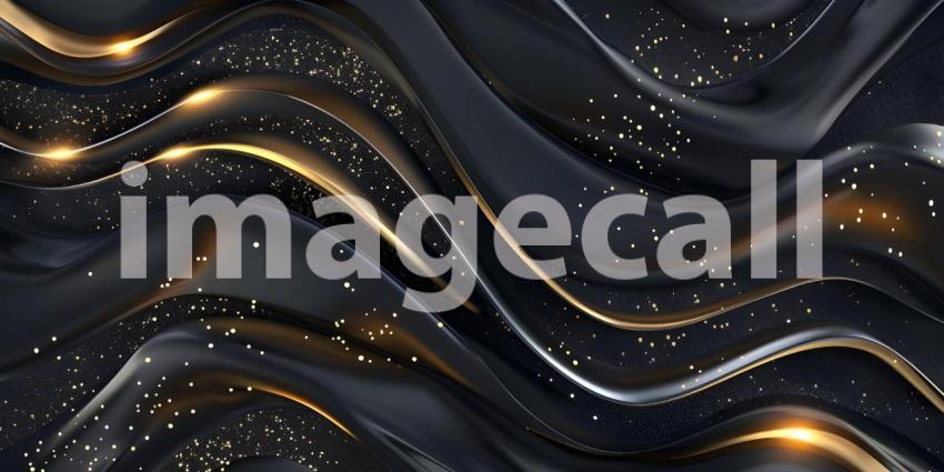 Black luxury background with golden lines and sparkles - Ai Generated