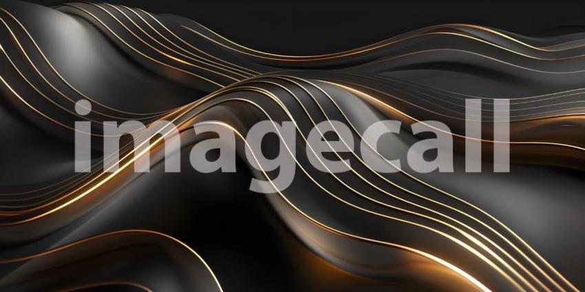 Black luxury background with golden lines and sparkles - Ai Generated