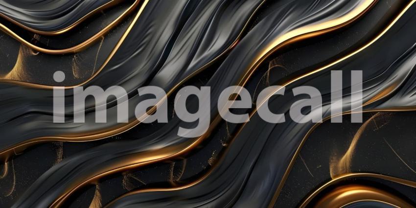 Black luxury background with golden lines and sparkles - Ai Generated