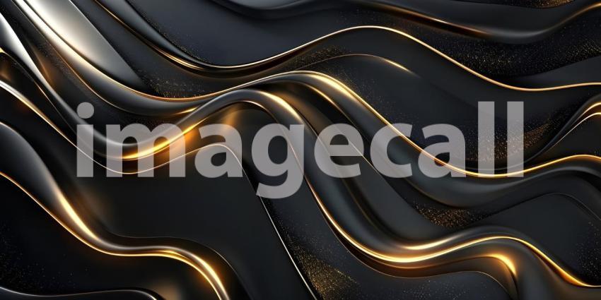 Black luxury background with golden lines and sparkles - Ai Generated