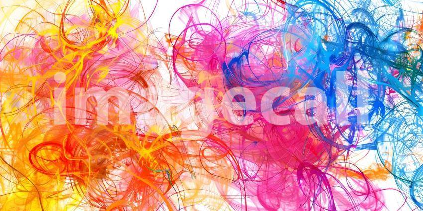 Vibrant Scribbles on White Background, Colorful Abstract Scribbles, Abstract Colorful Scribbles - Ai Generated