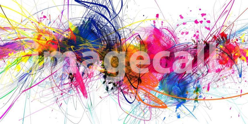Vibrant Scribbles on White Background, Colorful Abstract Scribbles, Abstract Colorful Scribbles - Ai Generated