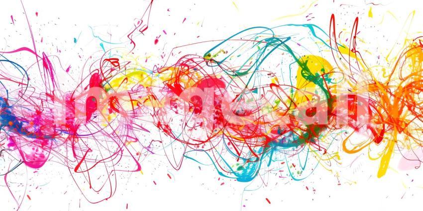 Vibrant Scribbles on White Background, Colorful Abstract Scribbles, Abstract Colorful Scribbles - Ai Generated