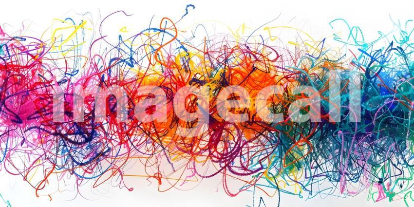 Vibrant Scribbles on White Background, Colorful Abstract Scribbles, Abstract Colorful Scribbles - Ai Generated