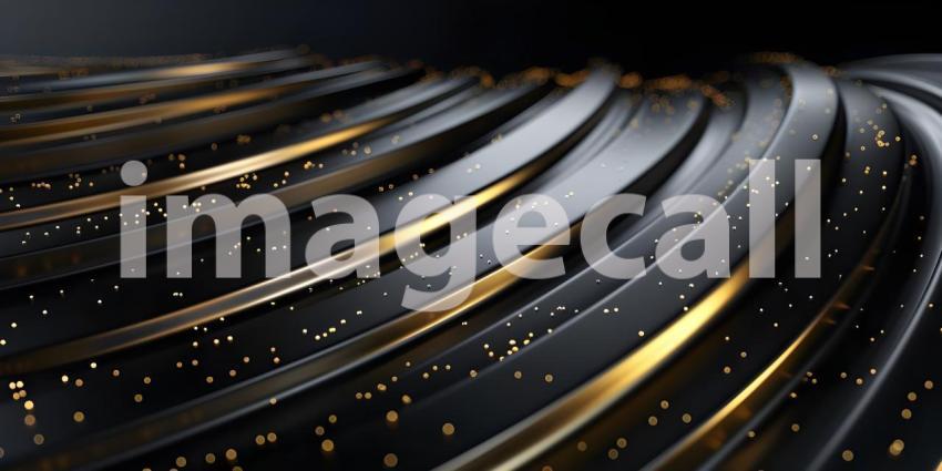 Black luxury background with golden lines and sparkles - Ai Generated