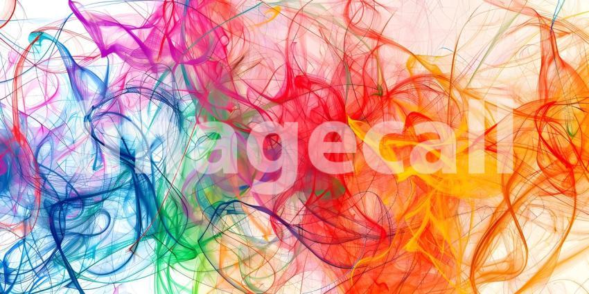 Vibrant Scribbles on White Background, Colorful Abstract Scribbles, Abstract Colorful Scribbles - Ai Generated