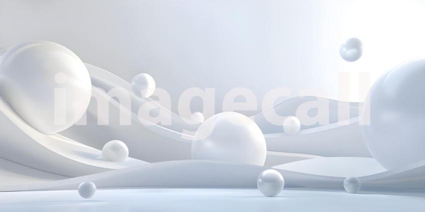 Abstract background with pink and blue balls, soap bubbles and bubbles - Ai Generated