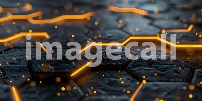 3d rendering of abstract background with hexagons and lighting effect Futuristic - Ai Generated