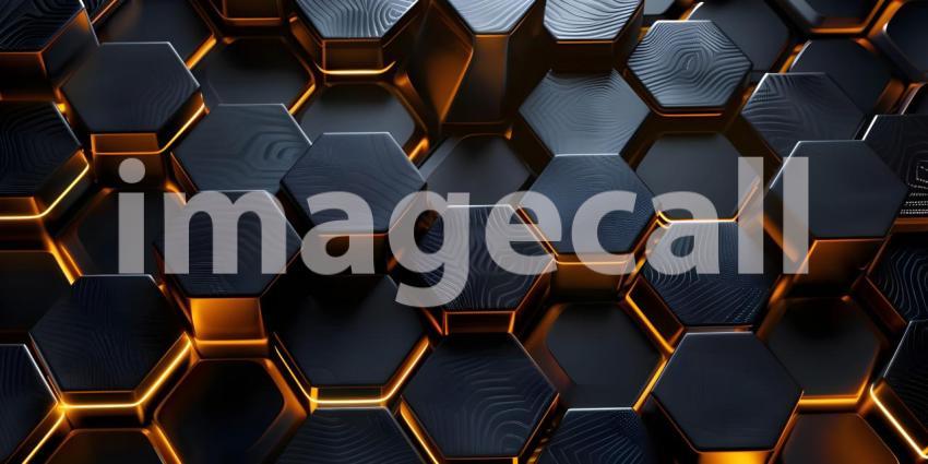 3d rendering of abstract background with hexagons and lighting effect Futuristic - Ai Generated