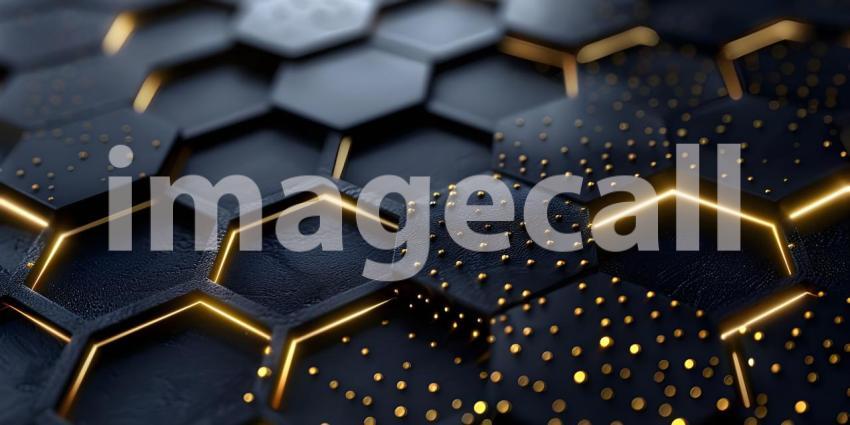 3d rendering of abstract background with hexagons and lighting effect Futuristic - Ai Generated