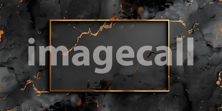 Luxury black marble background with golden frame - Ai Generated