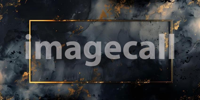 Luxury black marble background with golden frame - Ai Generated